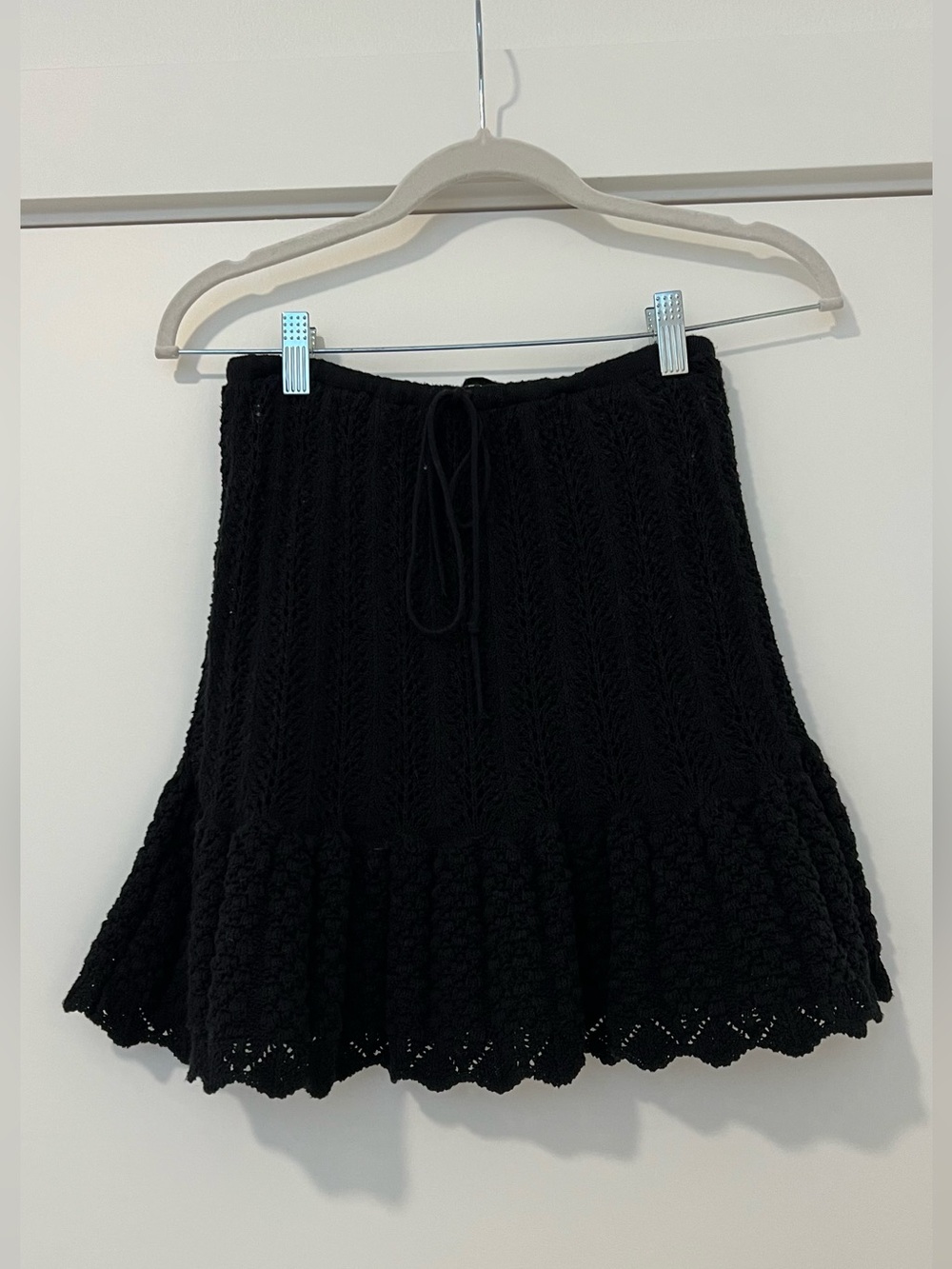 Zara Black Knit A-Line Skirt with Drawstring